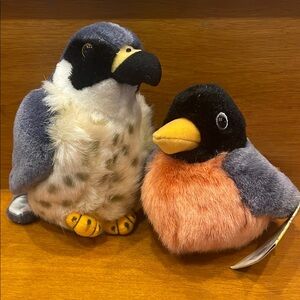 Plush Bird  Set - Gray and Orange